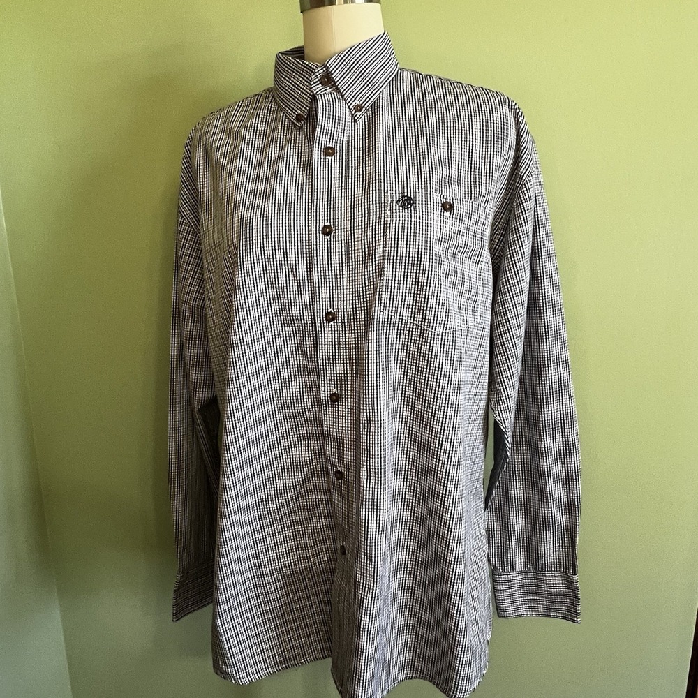 Wrangler Men's L Geo Print Long Sleeve Button Down‎ Stretch Western Shirt